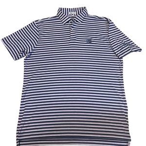 Peter Millar Men's M Blue/White Striped Polo Golf Shirt Casual Comfort